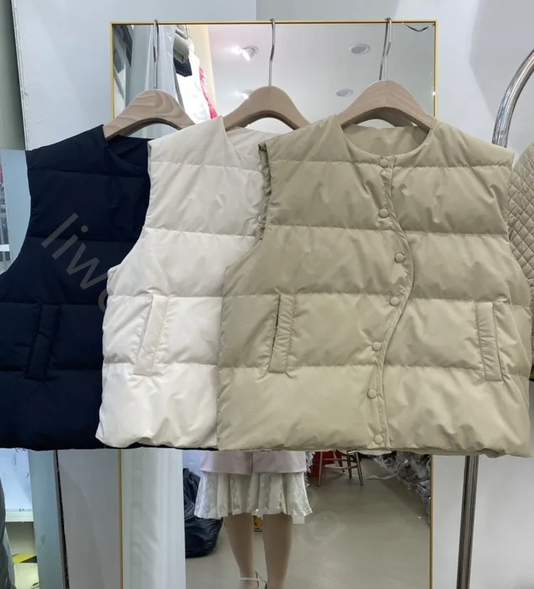 Winter Coat Puffer Jacket Puffer Vest Round Neck Down Vest Loose Sleeveless Vest Women