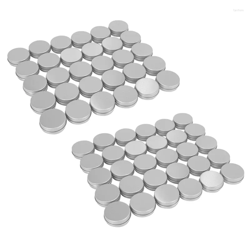 Garrafas de armazenamento AD-60 Pack Screw Top Round Metal Lip Tins Containers Tampas (1Oz)