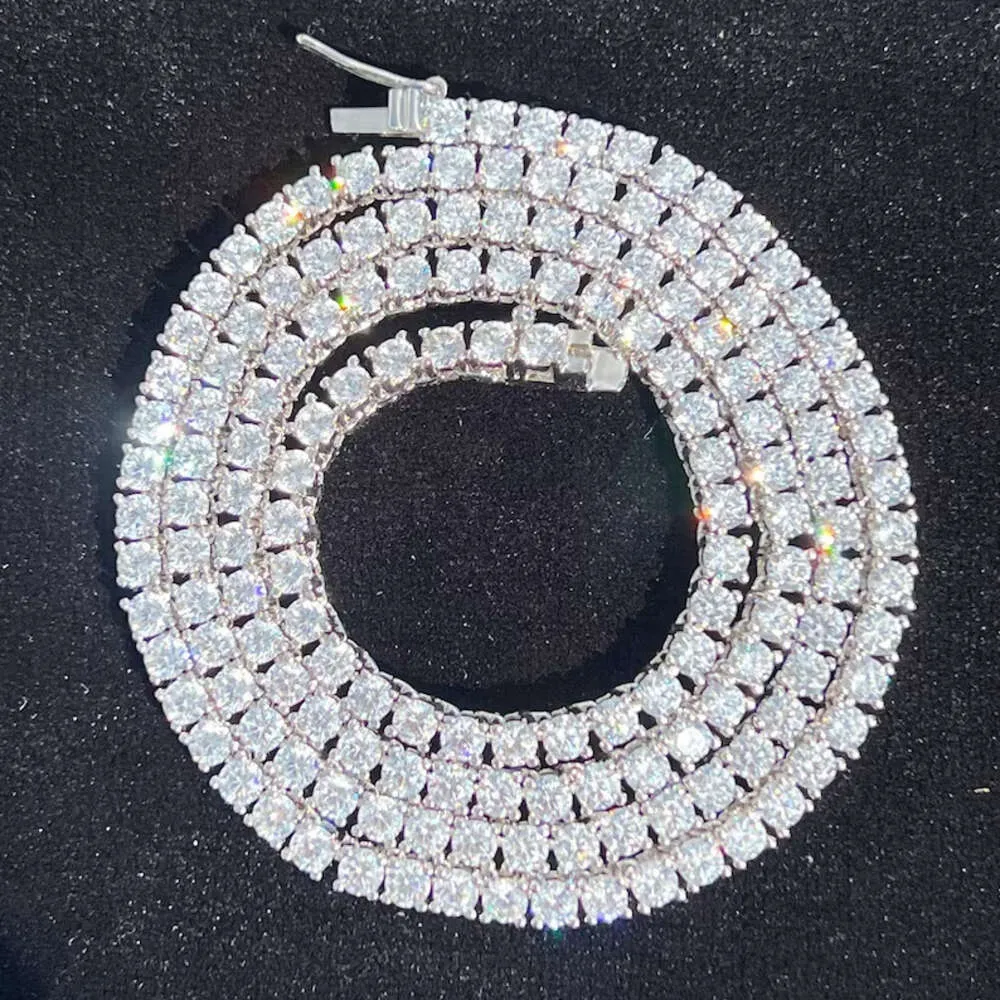 Collier en argent Sterling 925 avec diamant de haute qualité, chaîne de Tennis hip hop Vvs Moissanite scintillante de 3mm