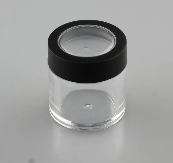 New Arrival Makeup Tools 50pcs x 10g Empty Plastic Powder Jar With Black Lid Visible PS Container Packaging Free Shipping