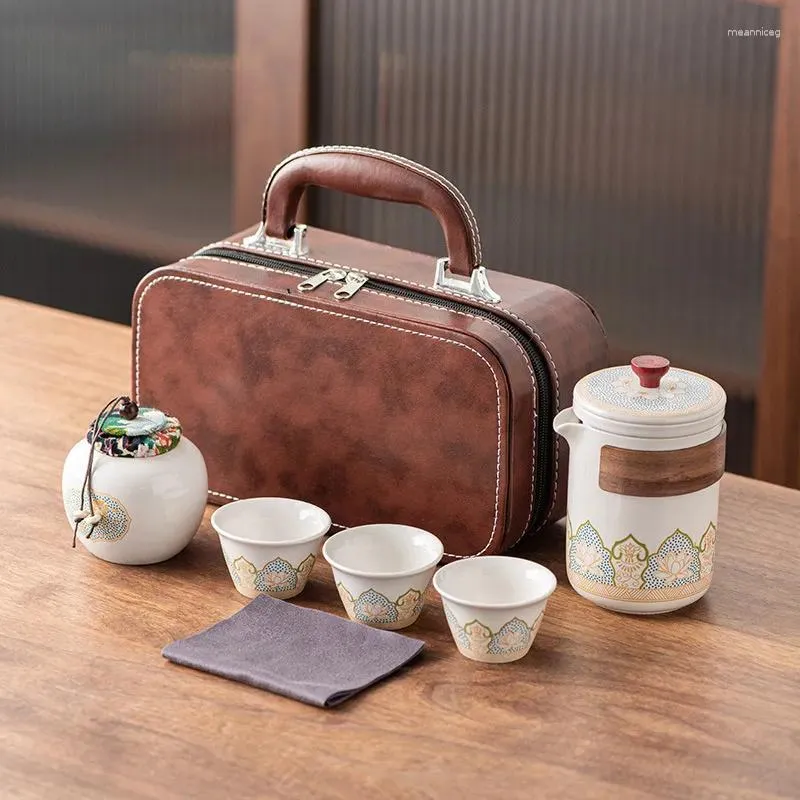 Conjuntos de chá personalizado conjunto de chá de viagem portátil ao ar livre bule quik cup mid-autumn festival presente atacado