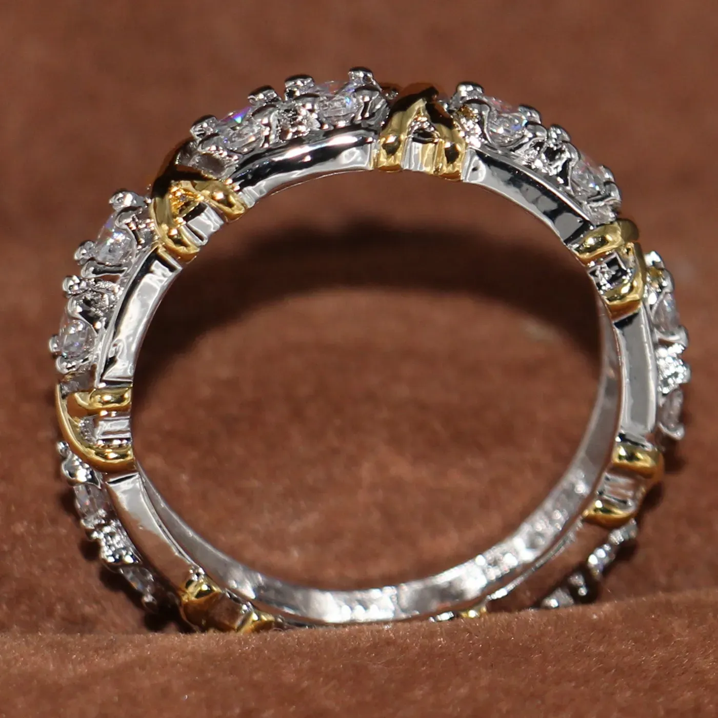 Titanium Designer Rings Designer titanium stainless steel ring with 18K gold plating and white ...