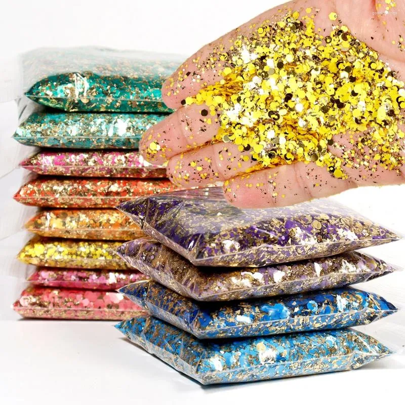 Nail Glitter 50G/Bag Holographic Mixed Hexagon Shape Chunky Chameleon paljetter Laser Sparkly Flake Slices Manicure Art Decoration