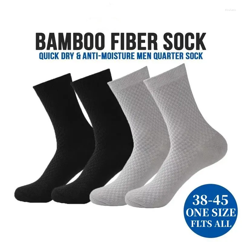 Herrstrumpor 5pairs/parti bambufiberkomfort klassisk fast färgföretag som andas mjuka deodorant sockor