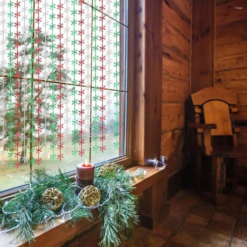 Rideaux d'arrière-plan de décoration de fête, guirlandes de flocons de neige scintillantes, accessoires de photographie de vacances vibrants, ornement de noël, 2 pièces