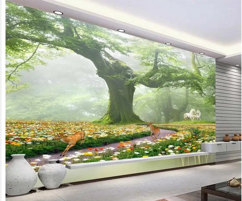 Fonds d'écran Fond d'écran pour murs 3D Living Fantasy Forest TV Toile de fond Salle de bains murale