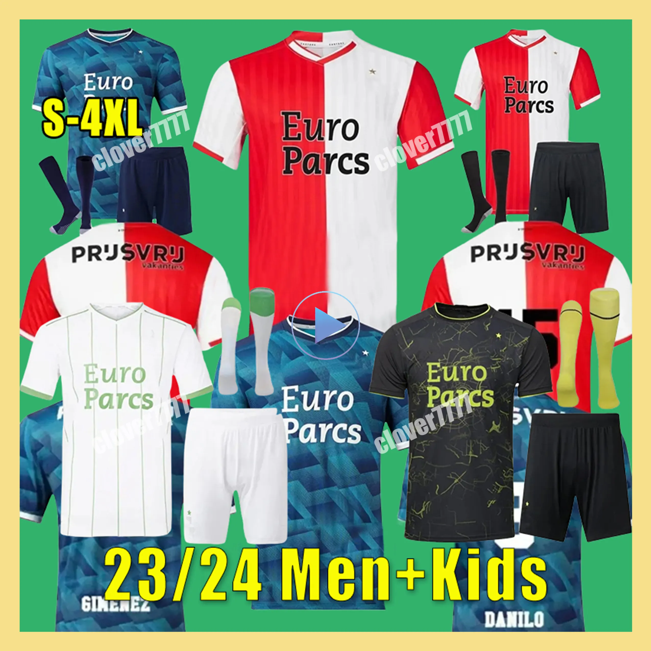 23 24 24 Koszulki piłkarskie 2023 2024 Feyenoords Kokcu Gimenez Danilo Home Away Away Away Away Trauner Player Men Kids Football Kit Hartman Gimenez Paixao Taabouni Timber Het