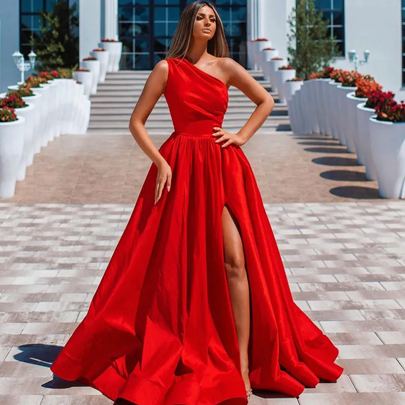 formal one sleeve dress One-Shoulder Sequin Long A-Line Formal Dress -PromGirl Midnight / 2