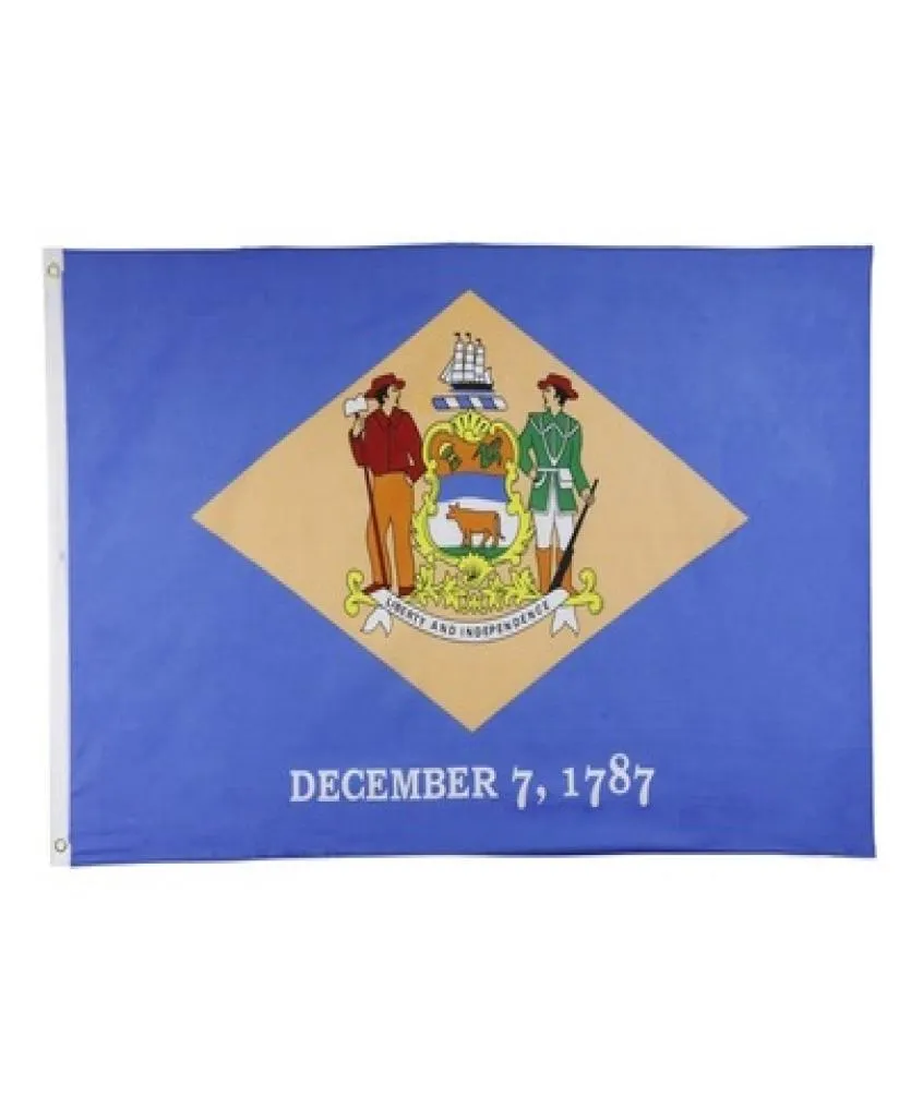 Delaware State Flag 3x5ft 150x90cm drukowanie poliestru wewnętrznego wiszące na zewnątrz sprzedawanie flagi krajowej z mosiężnymi przelotkami1343579