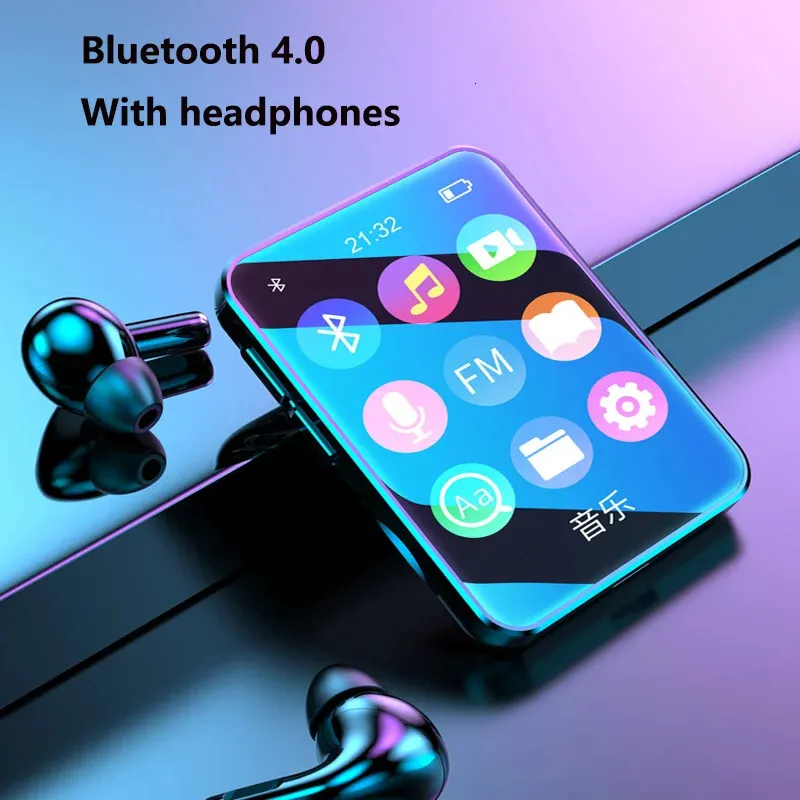 MP3 MP4 Players com fone de ouvido Walkman Bluetooth Player Full Touch Screen BT Music Novel Reading Ebook Mp3 Video 231030