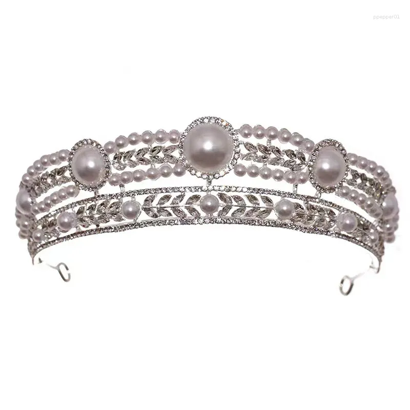 Hårklipp Fashion Rhinestone Crown Bridal Pearl Tiara Denna Circle Dress Accessories Wedding For Women Eloy HeadBondess