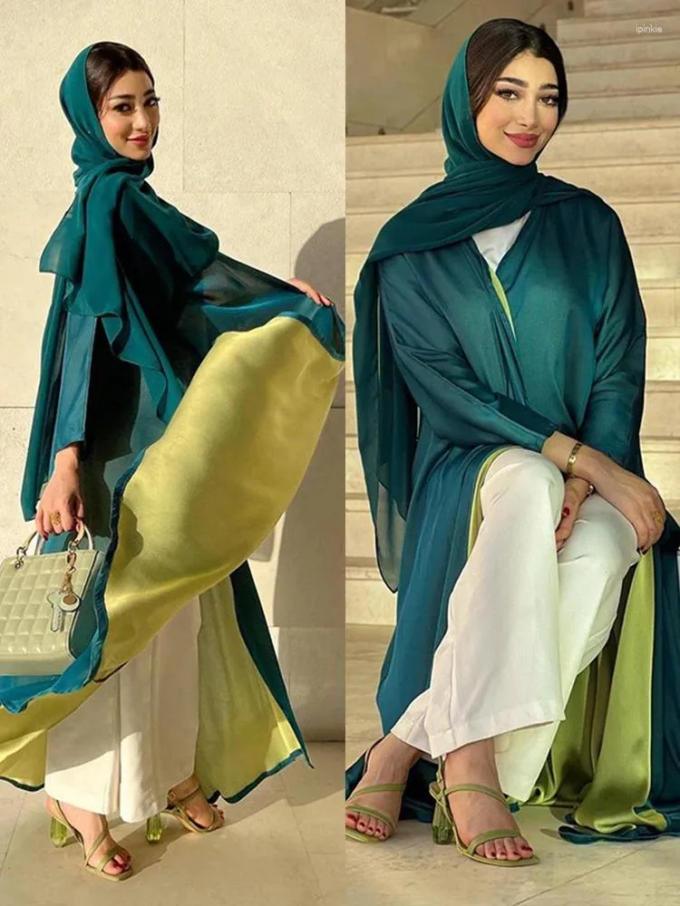 Roupas étnicas Outono Vestido Muçulmano Abaya para Mulheres Chiffon Abayas Ramadan Vestidos Longos Mulher Kimono Robe Marroquino Caftan Vestidos 2023