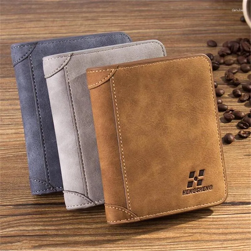 Portfele mężczyźni Portfel skórzany biznes Składany luksusowy Billfold Slim Hipster Cow /ID Holders Interts Monety torebki