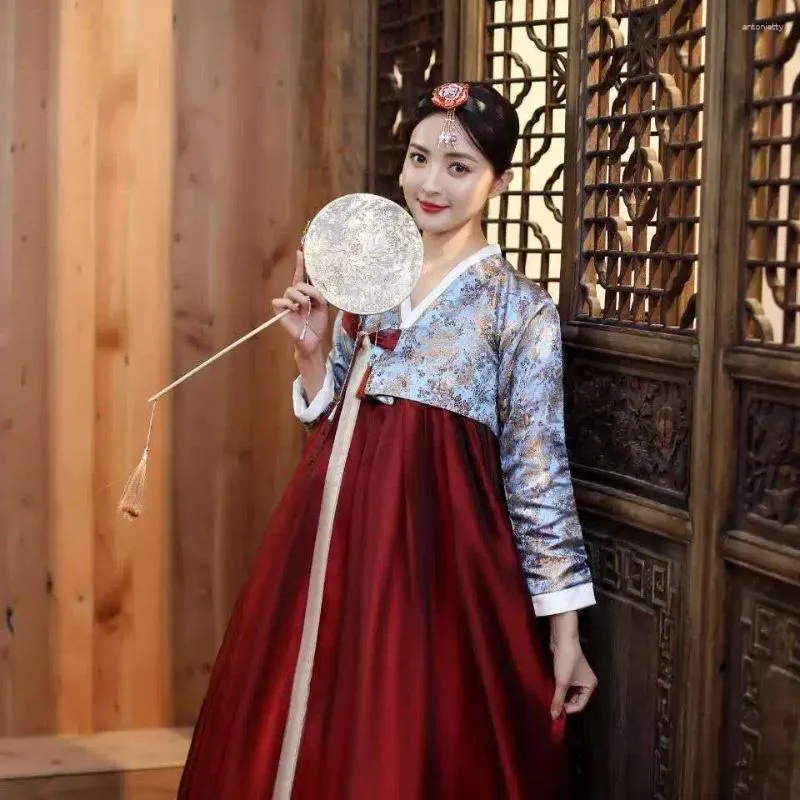 Abbigliamento etnico Abito stile corte coreano Tradizionale stampa migliorata Hanbok Costume di danza femminile