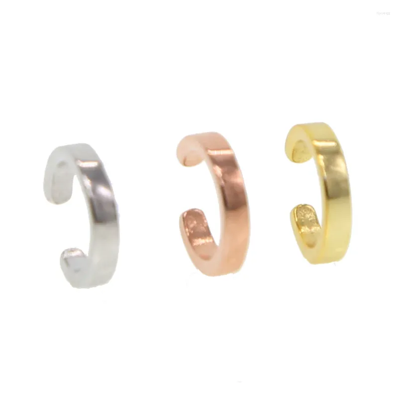 Stud Earrings 925 Sterling Silver Simple Circle Cuff Plain High Polished Women Girl No Pierced Three Color Stack Earring