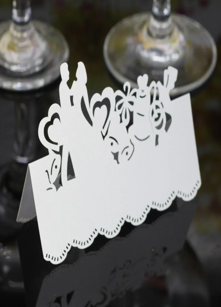 Paper Cards Place Laser Hollow Decorations Name PC2005 Cut Lovers Seating Party Wedding For Cards Wedding Table Card With Bjnsl4752417