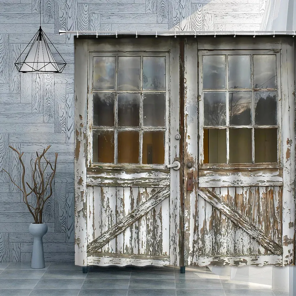 Farm Barn Door Primitive Shower Curtain Sets Old Wooden Finish Polyester Fabric Rural FarmHouse Decoration Bathroom Accessories 231030 From Gou09 12.67 DHgate.Com