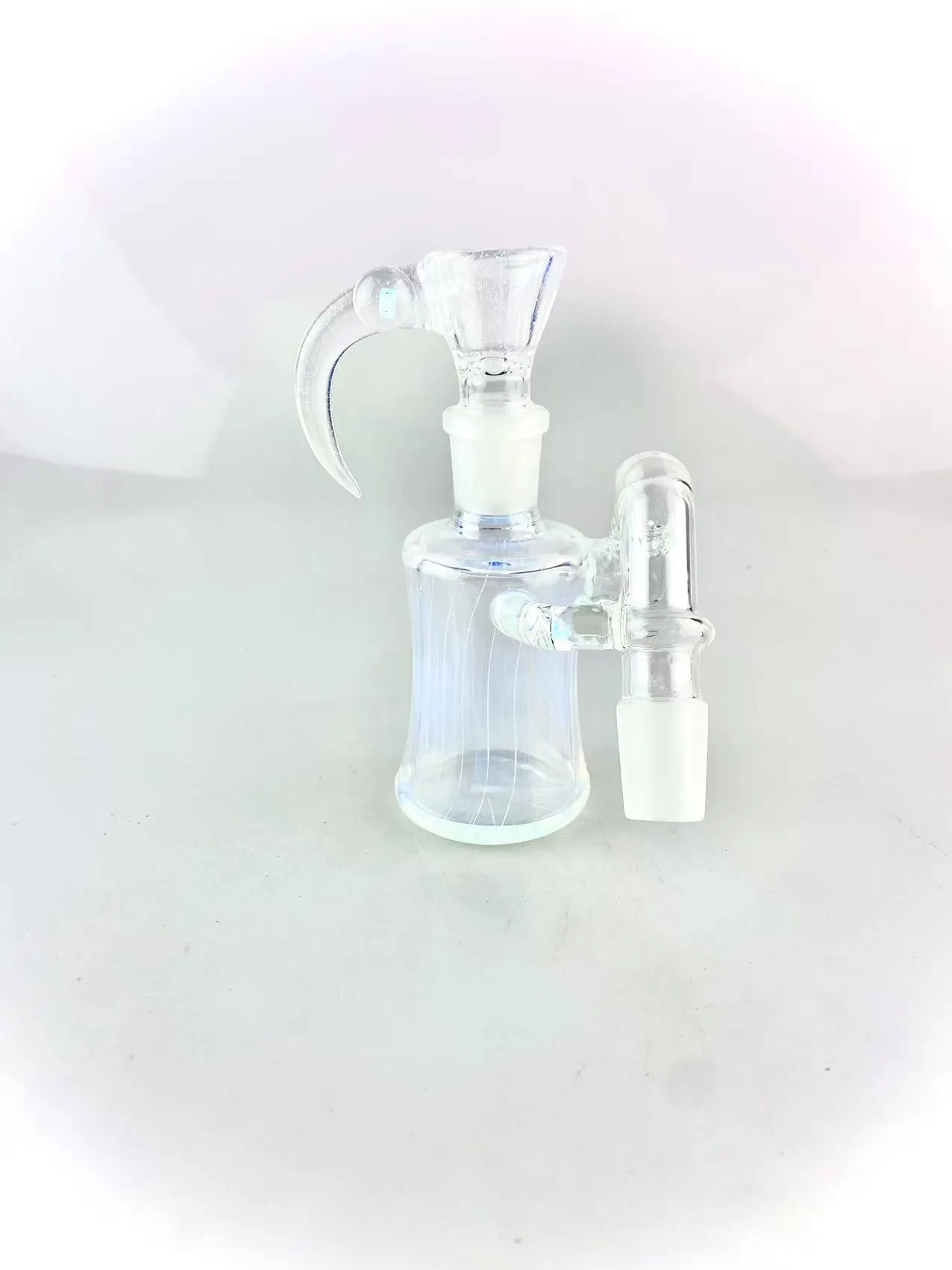 Glass hookah secret white colored 45 degree ash catcher 14 and 18 mm both support with 4holes horn bowl high quality add 2 opals