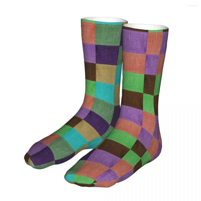 Chaussettes à carreaux pour hommes et femmes, drôles, colorés, simples, Hip Hop, printemps, été, automne, hiver, cadeaux