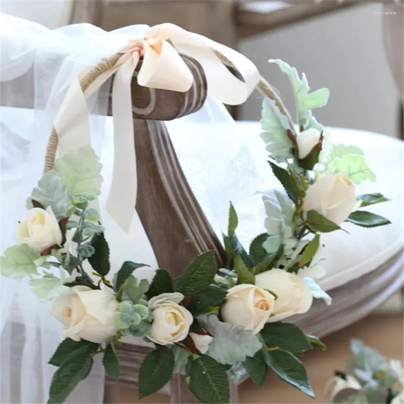 Wedding Flowers SESTHFAR Bridal Bouquet Artificial Flower Wreath Wall Hanging Garland Decoration For Boho Style