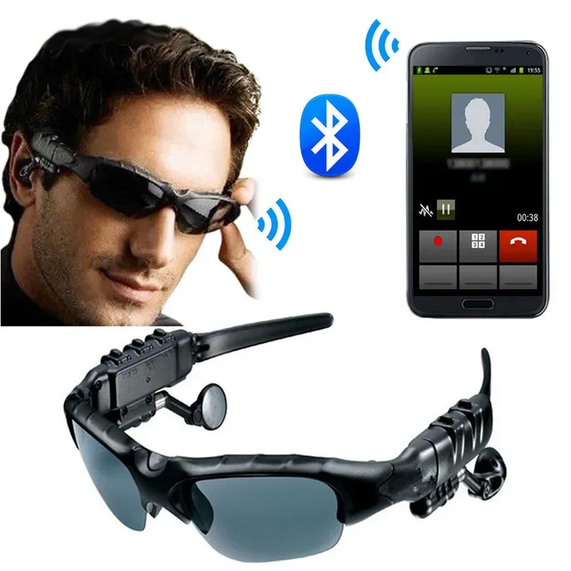 Nowe okulary przeciwsłoneczne słuchawki słuchawkowe Bluetooth Muzyka aparat słuchawkowy wideo do iPhone'a 5S 5C Samsung S3 S4 S5 Note 3 PC TABLET