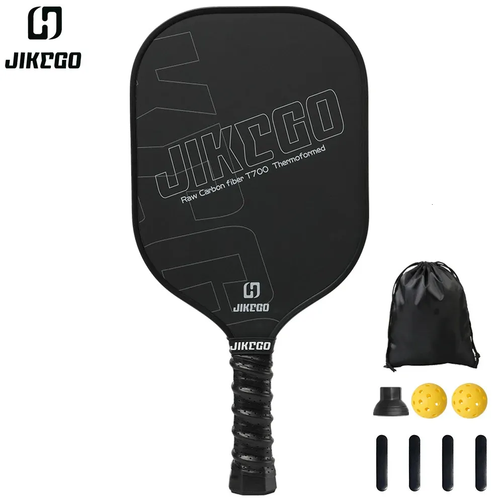 Теннисные ракетки JIKEGO Thermoformed T700 Необработанное углеродное волокно Pickleball Paddle 16 мм Рукоятка 4,9 дюйма Наборы ракеток Pickle Ball для мужчин и женщин с чехлами 231030