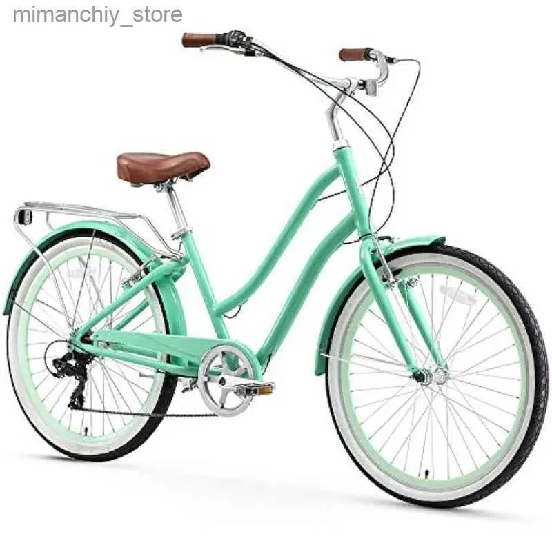 Cyklar EvryJourney Women's Hybrid Cruiser Bike Step-Through Hybrid Bicycle 1/3/7/21 Speed ​​Bicycles Multiers Q231030