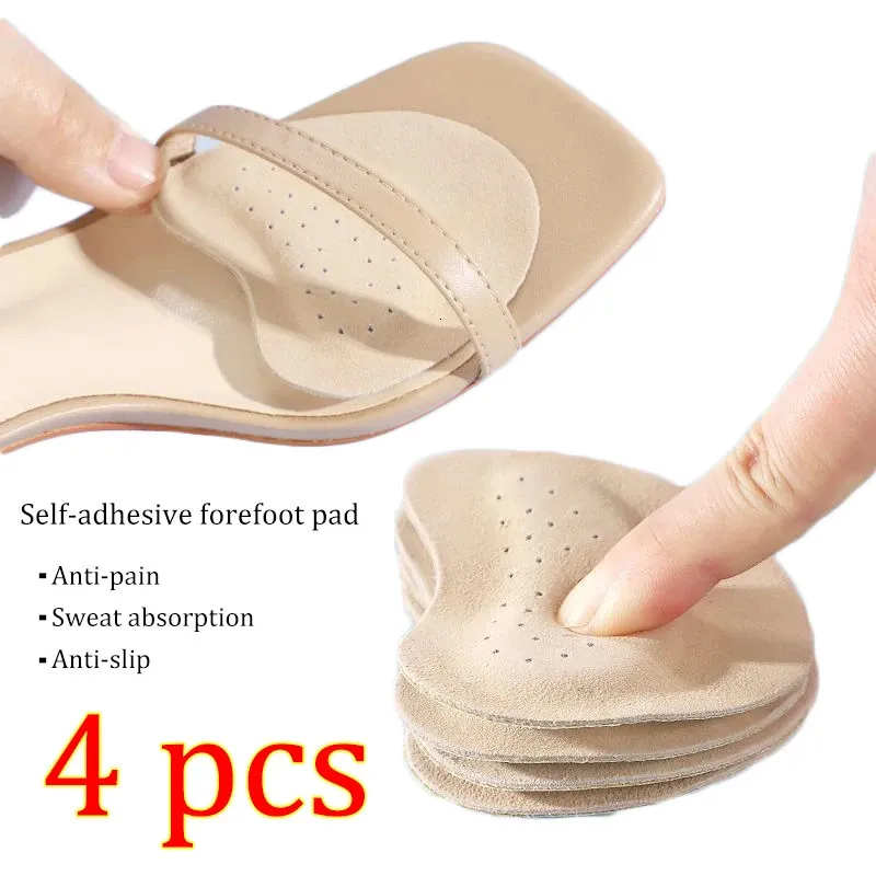 Akcesoria części butów 4PCS Sandals Antislip Naklejki skórzana podkładka przedniej części Kobiety na obcasie Wstaw wkładki Ból Wkładki palce poduszki Buty pielęgnacyjne 231030