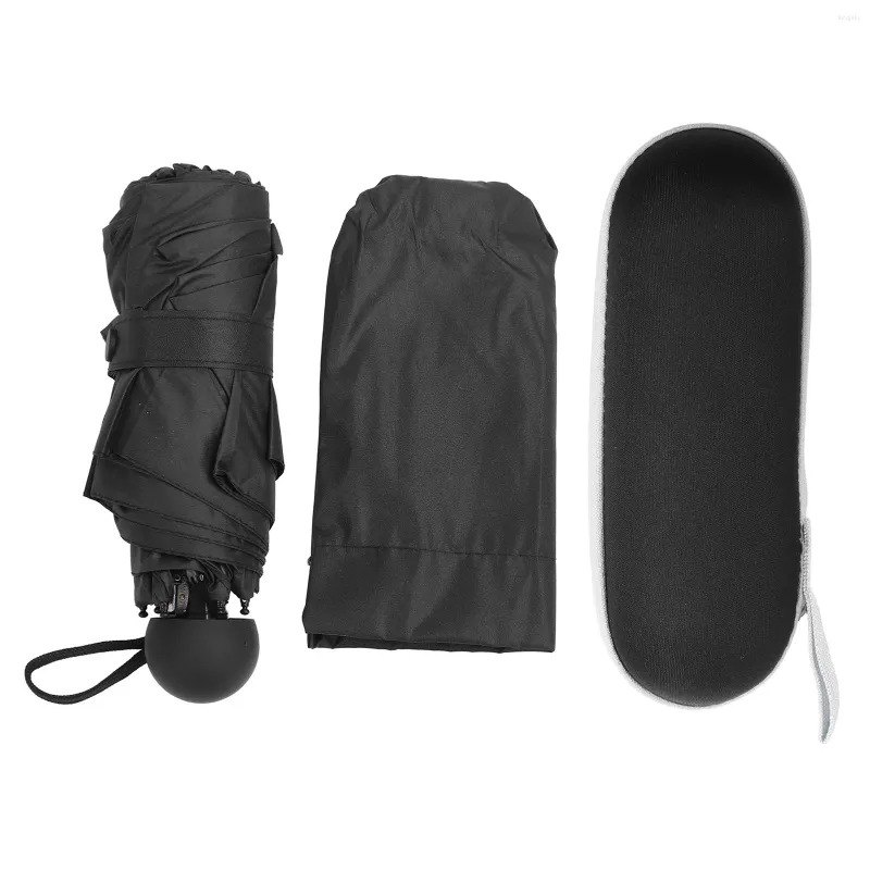 Paraplyer paraply 5 fälld solskugga dubbel användning bärbar vikbar svart med förvaringslåda för resor