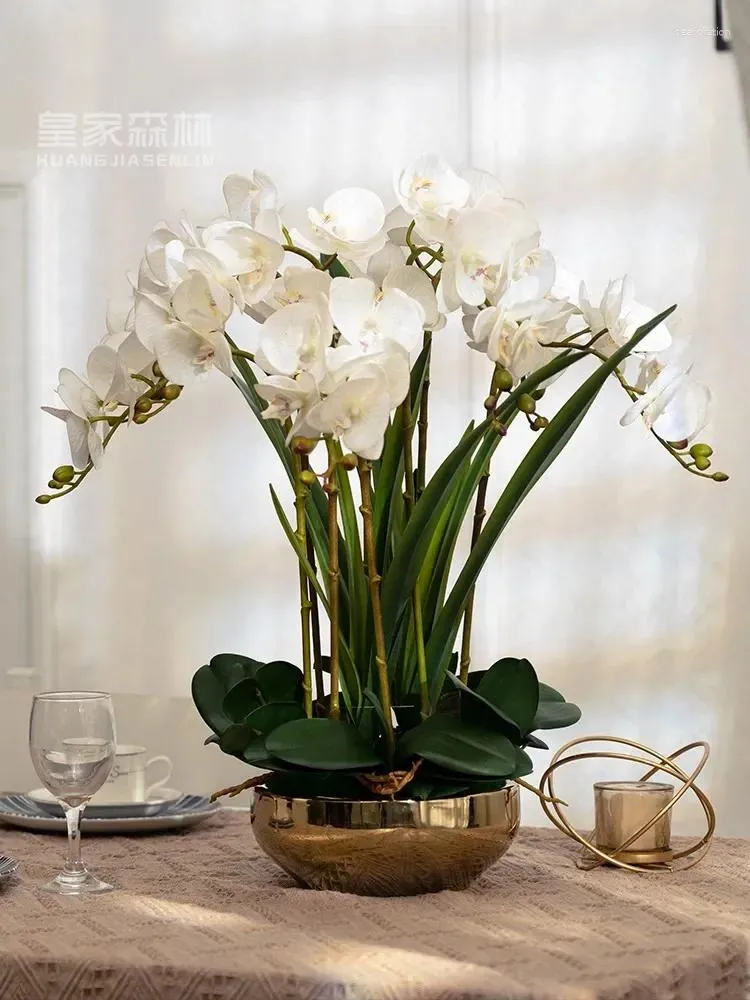 Vasi Luce Tocco Di Lusso Phalaenopsis Simulazione Disposizione Floreale Finta Fiore Soggiorno Set Pianta In Vaso Decorativa