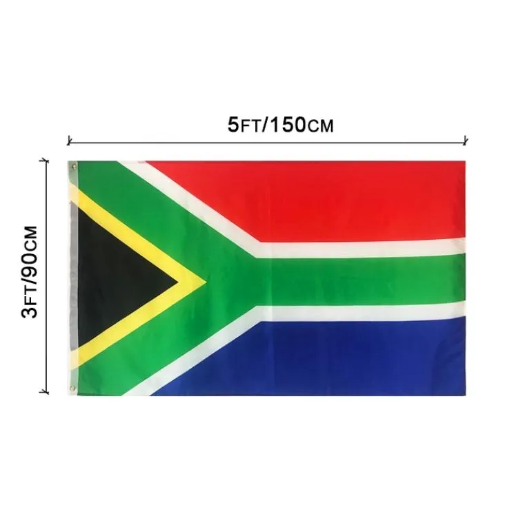 Flagi Republiki Południowej Afryki 3039x5039 stóp krajowe flagi krajowe 150x90cm 100d poliestrowy żywy kolor z dwoma mosiężnymi przelotkami1103874