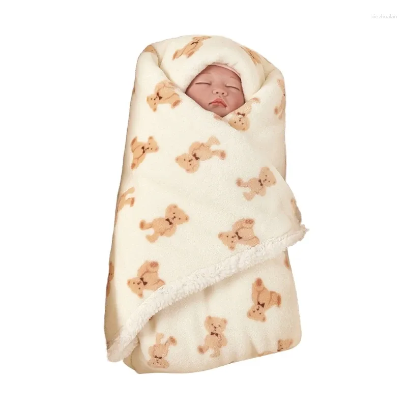 Couvertures Born Couverture épaissie Flanelle Polaire Swaddles Wrap Couettes chaudes pour bébés