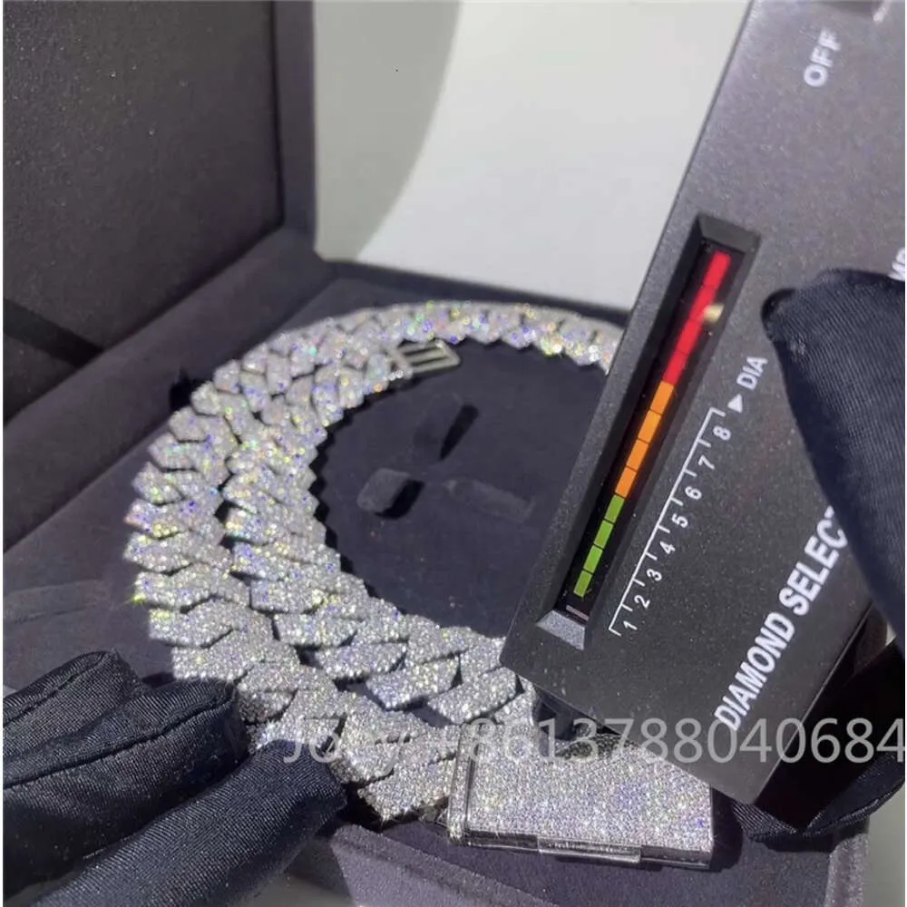 Hip Hop Jewelry 4 Rows Silver Gold Plated Necklace Vvs Moissanite Diamond Cuban Link Chain Necklace for Men