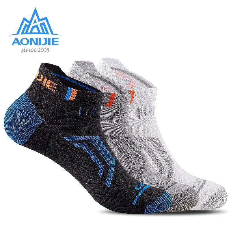 Спортивные носки, 3 пары, AONIJIE E4101, дышащие, с низким вырезом, для бега, для занятий спортом, на четверть, с компрессионным каблуком, для велоспорта, 231030