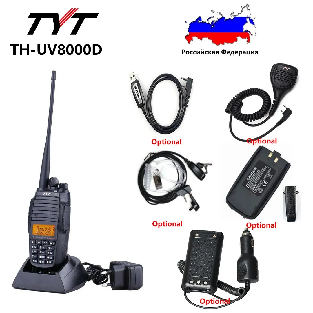 Walkie talkie Tyt Thuv8000d Radio z akcesoriami Opcjonalnie 10W Podwójny zespół Handheld 136174 400520 MHz Amateur 3600MAH 231030