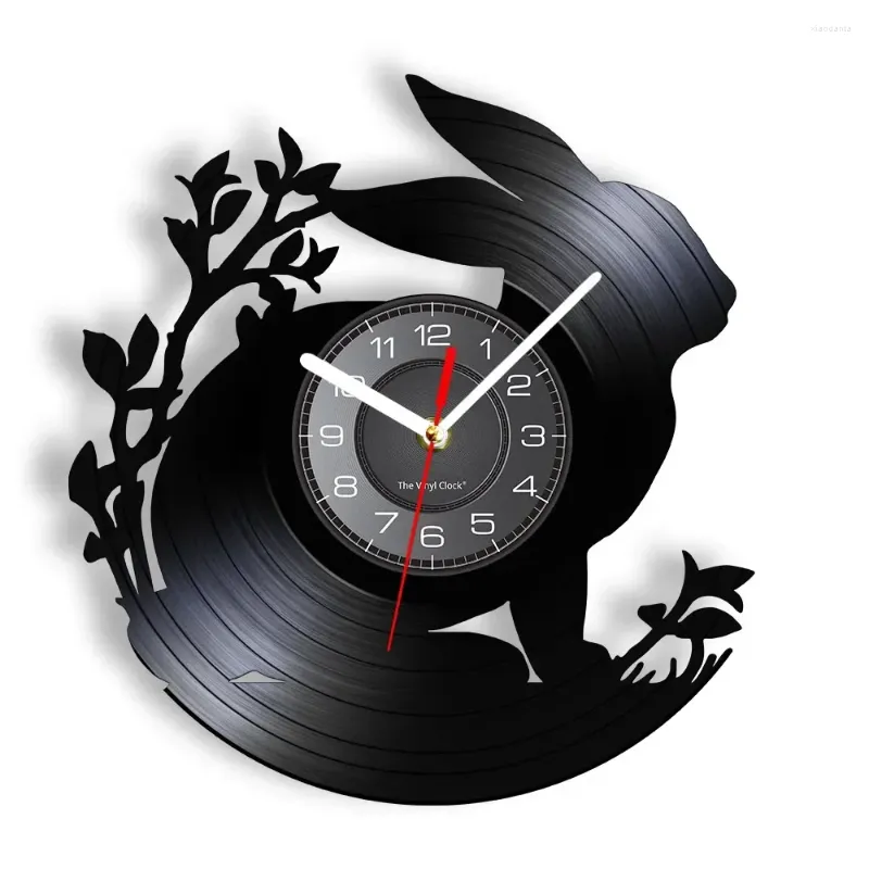 Horloges murales Silhouette Horloge Woodland Animal Nursery Art Baby Room Record Cadeau décoratif pour les enfants