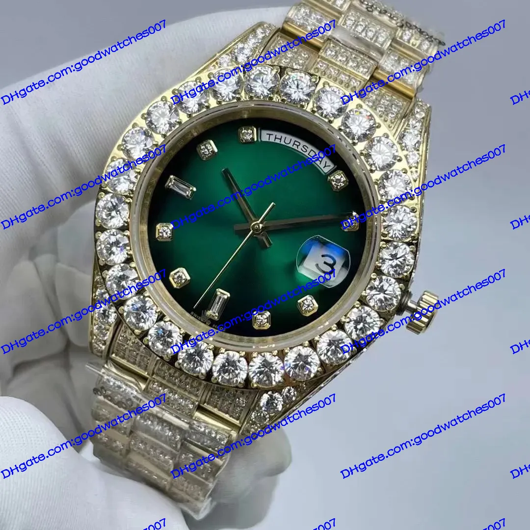 Orologi Con Diamanti Di Alta Qualita 41mm Day Date 128348 Quadrante Verde Con Diamanti Lunetta In Oro 18 Carati CAL.2813 Movimento Meccanico Automatico Orologio 128238 128338 Orologi Da Polso Da Uomo ...