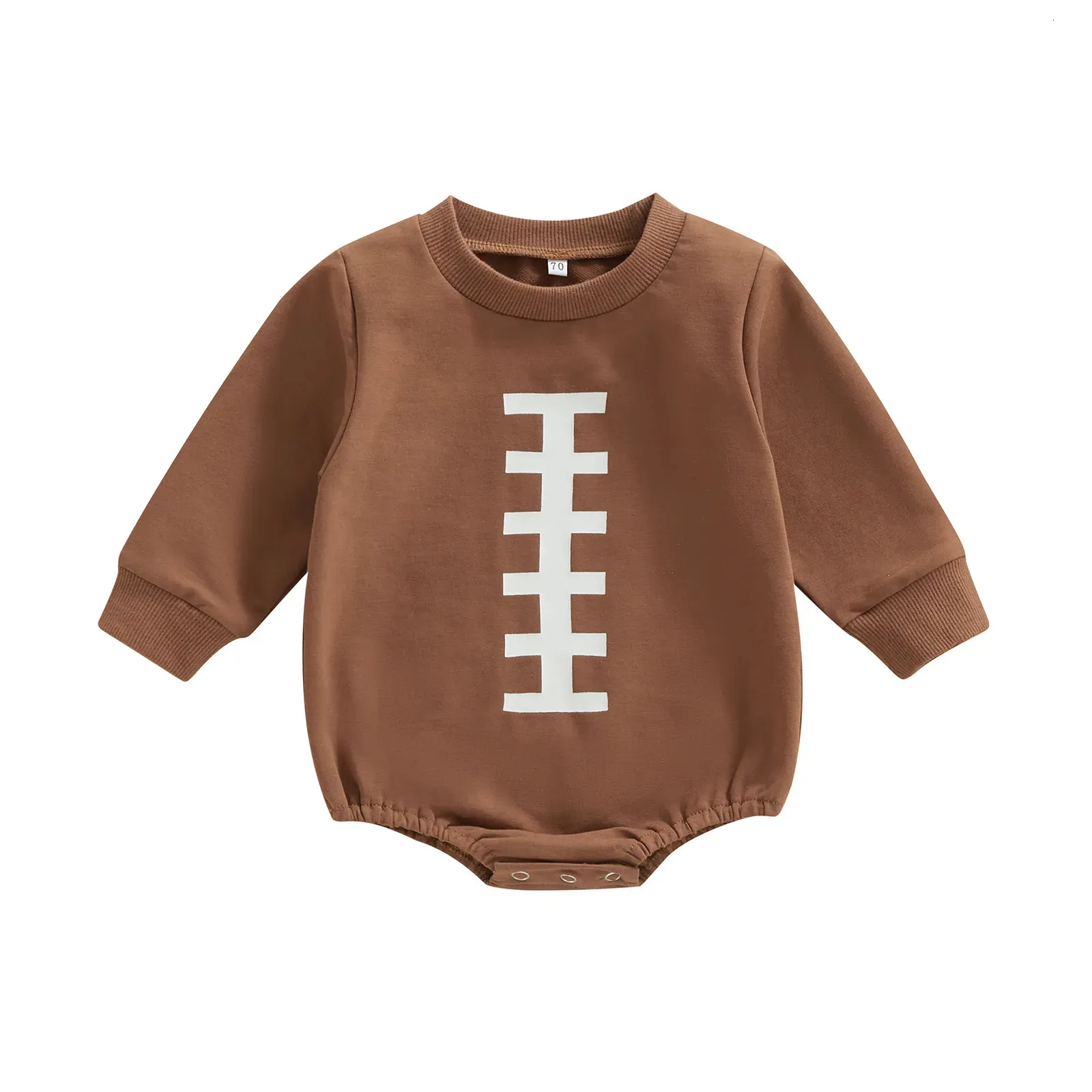 Rompers 09 08 LIORITIIN 0 18M SPORT Baby Boy Autumn Jumpsuit Rugby Element Tryck långärmad rund hals snäpp stängning bodysuit 231030