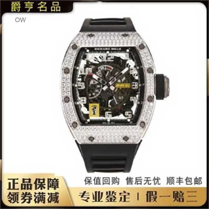 Relógios de pulso mecânicos automáticos Richarmill Tourbillon Relógios Esporte Relógio de luxo masculino Série 18k Platinum Original Diamond Relógio masculino RM030 5 WN-3JN0