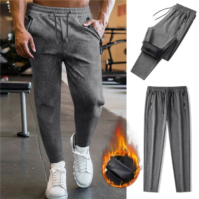 Mens Pants Fleece For Men Autumn Winter Warm Thick Casual Thermal Sweatpants Mane Trousers Brand Fashion Joggers Sports 231027