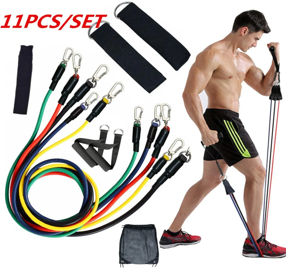 11pcsset Exercises Resistance Bands Latex Tubes Pedal Excerciser Body Home Gym Fitness Training Workout Yoga Elastic Pull Rope Eq4706338