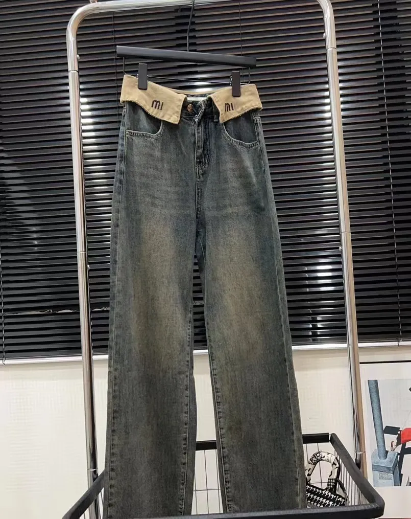 Frauen Jeans 2023 Neue Hellblau Dunkelblau Designer Marke frauen Hosen Hosen Straße Denim Gerade Bein Jeans