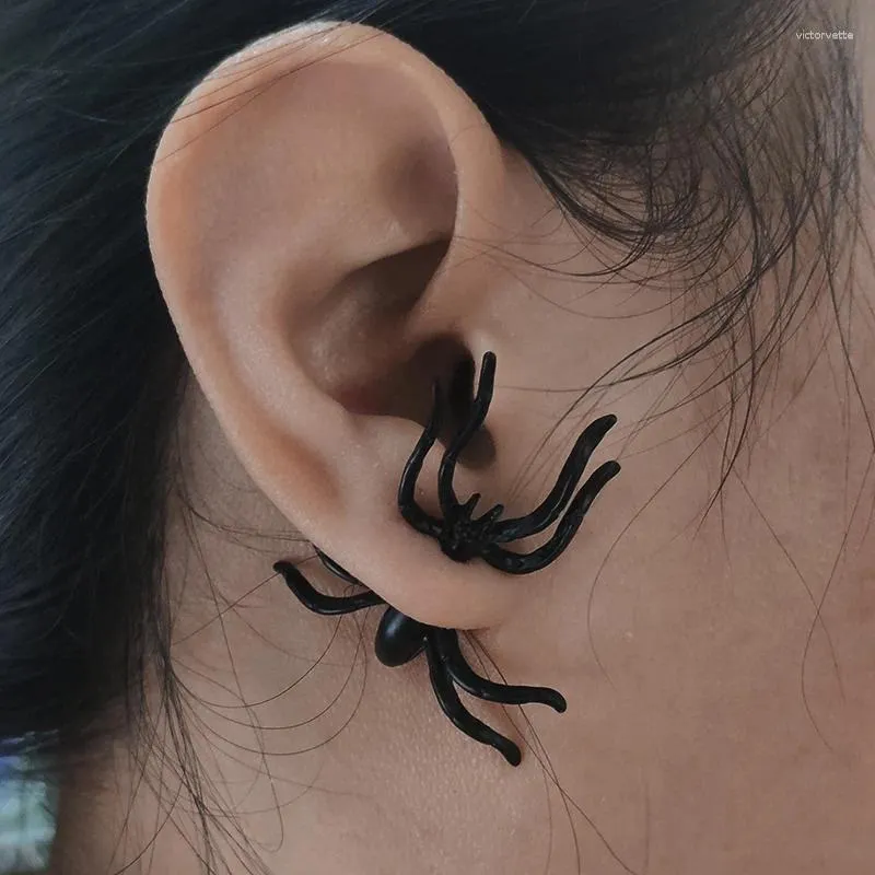 Brincos de parafuso prisioneiro escuro gótico único piercing brinco exagerar grande aranha preta para homens mulheres goth punk halloween moda jóias