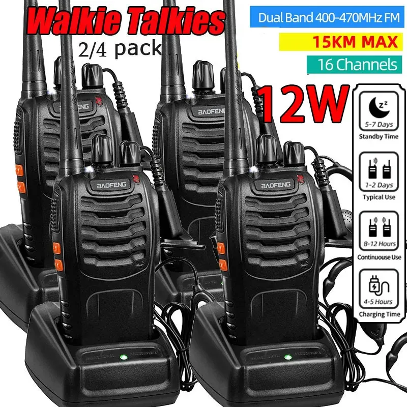 Walkie Talkie Original 512W 24PCS Baofeng BF888S UHF 400470MHz BF 888S Tway Ham Radios Transceiver USBプラグ231030