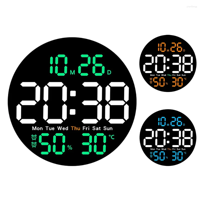 Relojes de pared Reloj LED con control remoto Atenuación automática 10 niveles de brillo Alarma digital para la oficina de la granja en casa