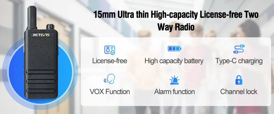 15mm Ultra-thin Mini Walkie Talkie Retevis RT622P Type C Charge VOX  Walkie-talkies PMR446 Profesional Portable Two-way Radio ht