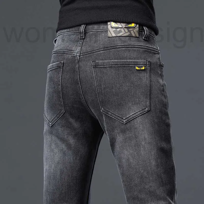 Mens Jeans Men's Jeans Designer Luxury Hong Kong modemärke jeans, mäns smala fit leggings, höst- och vinterstil, koreansk stil trend, barn, mångsidiga avslappnade byxor uowk