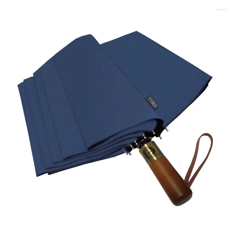Зонты большой мужской деловой зонт автоматический солнечный и дождливый деревянный ветрозащитный складной уличный дождевой женский зонт