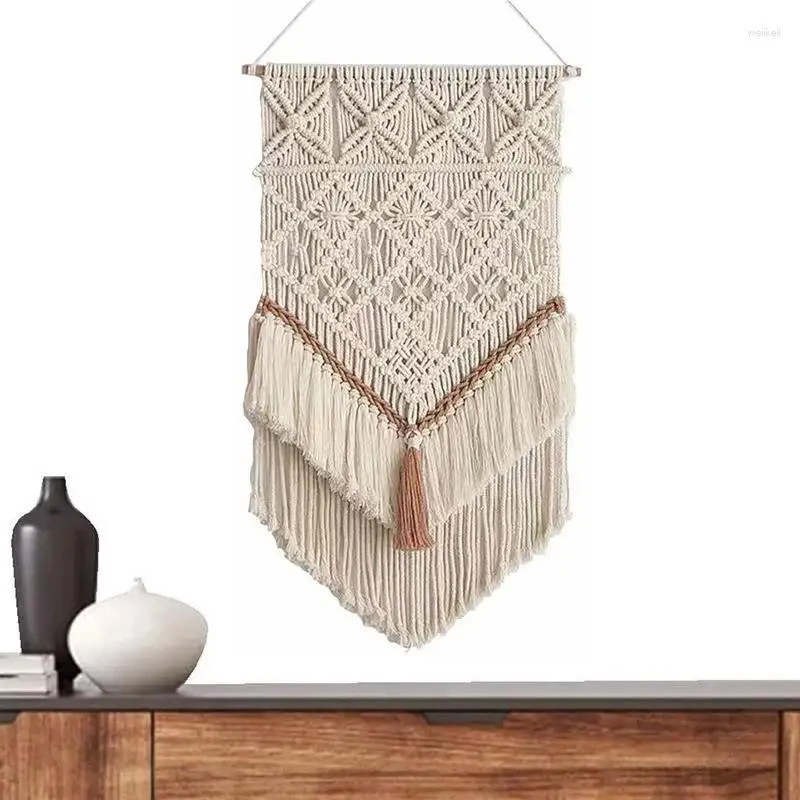 Estatuetas decorativas grande macrame parede pendurado tecido boho borla boêmio decoração de casa para sala estar quarto dormitório apartamento