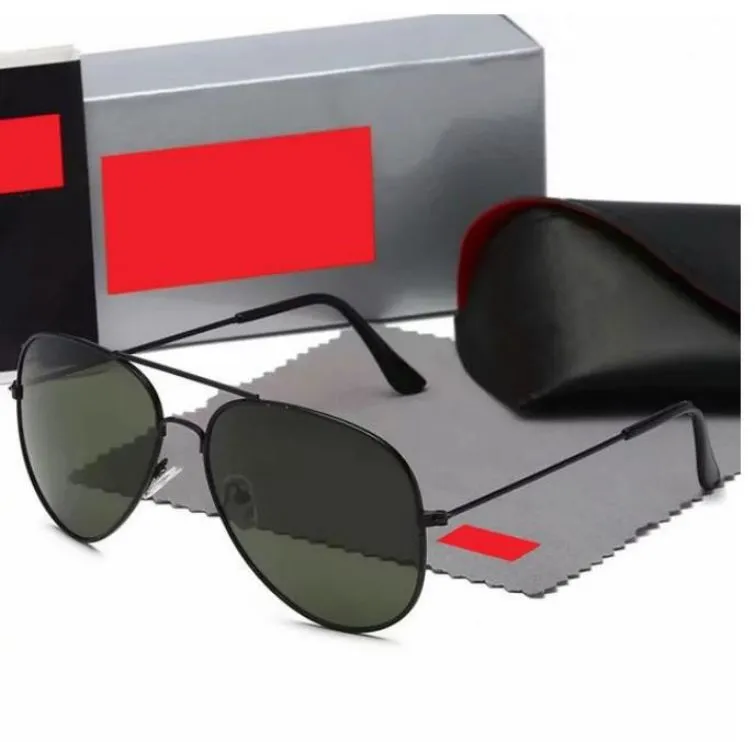 Moda aviador óculos de sol homens designer óculos de sol para mulheres UV400 Proteção Shades Lente de vidro real Gold Metal Frame Driving Sunnies com caixa original